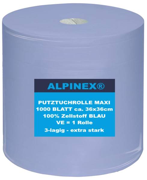 AlpineX ® Putztuchrolle 3-lagig 1000 Blatt 36x36 cm