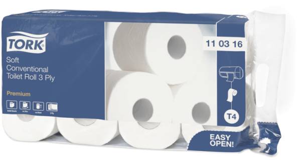Tork 110316 weiches Kleinrollen Toilettenpapier Premium – 3-lagig T4