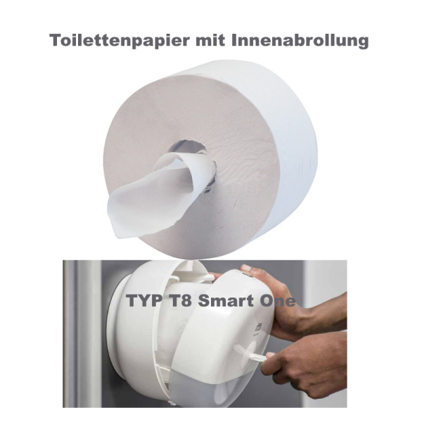 Toilettenpapier T8 - Innenabrollung 2-lagig - 6 Rollen pro Pack